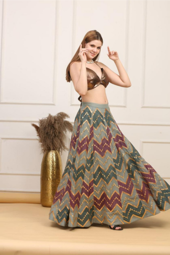 Mritsa Gota Patti Silk Lehenga Set - Red