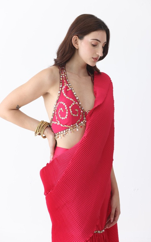 Mritsa Gota Patti Silk Lehenga Set - Red