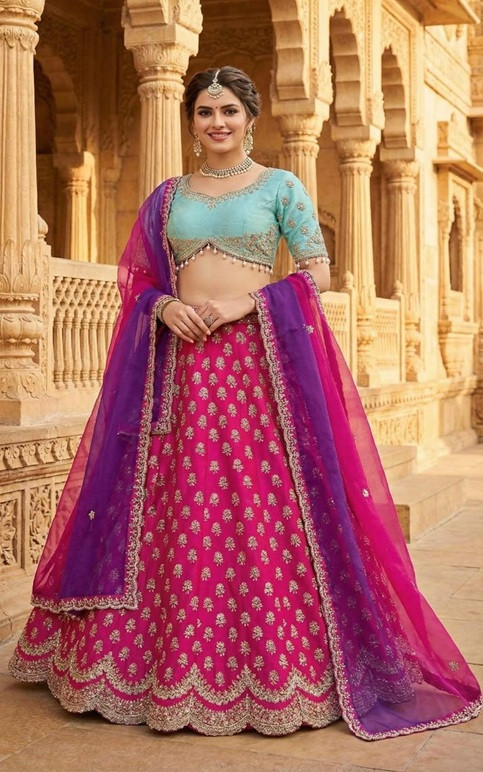 Sarasvi Gota Patti Silk Lehenga Set - Pink